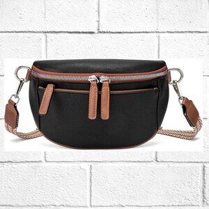 NWT! Two-tone Faux Leather Shoulder Crossbody Purse Bag with Detachable Strap